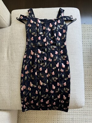 NWOT Enfocus Studio Dress Sz 8 Women’s Metallic Floral Sweetheart Neckline Blue-image