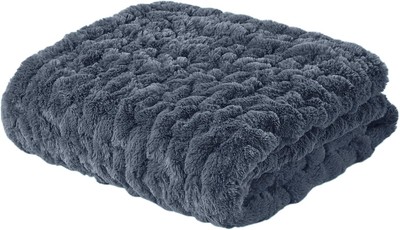 Madison Park Ruched Luxury Throw Premium Soft Cozy Brushed 50x60, Slate Blue-image
