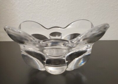Vintage HEISEY Style Glass Flower-Shaped Clear Glass Bowl, Candy Dish, 3.5 Tall-image