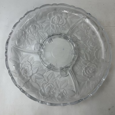 Mikasa Rose Large 4 Section Platter Chips And Dip Vegetable Tray Floral Heavy-image