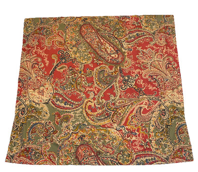 Pottery Barn Caesarea Euro Pillow Sham 100% Cotton Paisley Reds Greens Tans-image