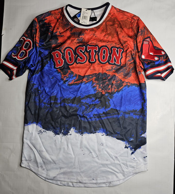 Men's Boston Red Sox  Red/Royal Red White And Blue Dip Dye L Pull Over T-Shirt.-image