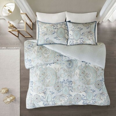 Isla Full/Queen 3 Piece Cotton Printed Reversible Duvet Cover Set - Madison Park-image