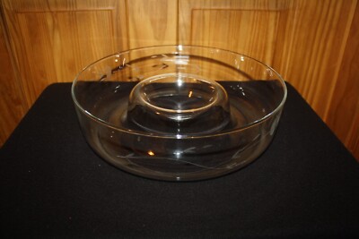 Princess House Heritage Crystal 11 Inch Large Chip and Dip Bowl Dish #401 EUC -image