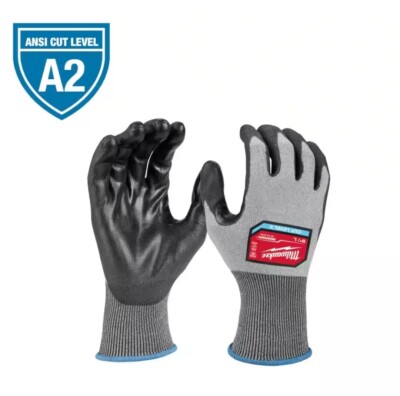 Milwaukee Polyurethane Dipped Work Gloves Level 2 Cut Resistant Size XL (2-Pack)-image