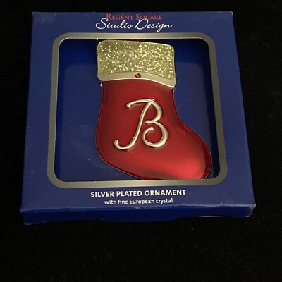 REGENT SQUARE STUDIO DESIGN B NITIAL ENAMEL SMOOTH CHRISTMAS HOLIDAY ORNAMENT-image
