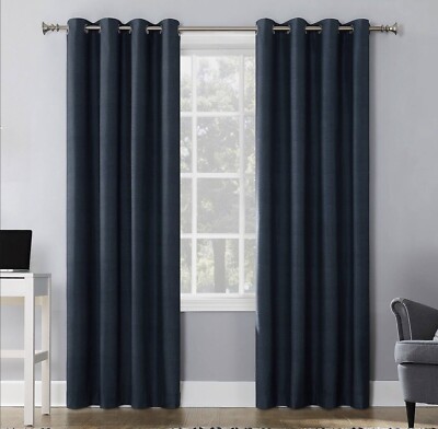 Navy Blue Single Sun Zero Duran Insulated Blackout Grommet Curtain Panel -image