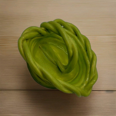 Vintage Studio Art  Pottery Basket Hand Made Heart-Shaped Rope Lime 5.5