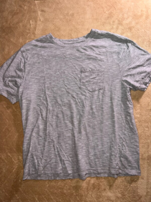 Dip Women XL Gray White Stripe Pocket Scoop Neck Shirt Top (U)-image