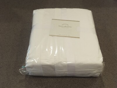 NEW RARE 3PC Pottery Barn Linen Silk Queen Duvet Set White w Shams-image
