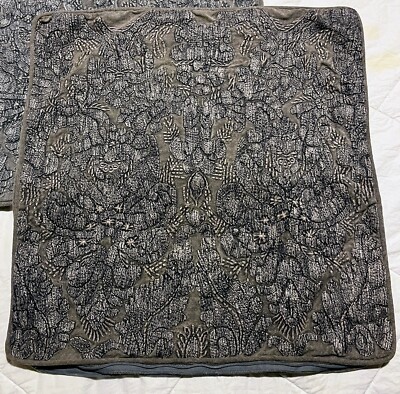 Grey POTTERY BARN ‘Akira’ Embroidered Beaded Linen Blend Euro Pillow Sham 26x26”-image