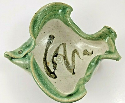 Studio Art Pottery Fish Shaped Bowl Glazed Signed-image