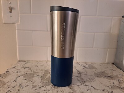 Starbucks  2017 Stainless/Blue Dipped  Stainless Steel Tumbler 20 Oz-image