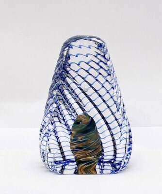 1996 Fire Island Studio Art Glass Paperweight Shell Shaped Signed M. LaBarbera-image