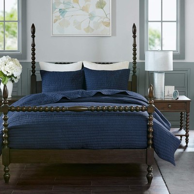 Madison Park Signature Serene FUL/QUEEN  Size Bedding Set - Navy Blue, Quilted –-image