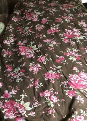 Pottery Barn Country Floral Duvet Cover Brown Pink Full Queen F/Q Teen Rare🦩-image