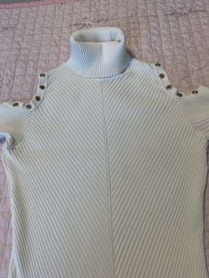 White Cotton Top  Women's Size Large Long Sleeve Blouse, fits S/M-image