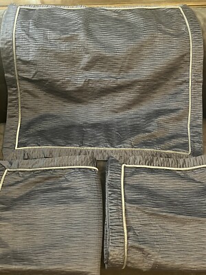 Signature Madison Park 3 Euro Pillow Shams Purple Ivory Trim Button Closure-image