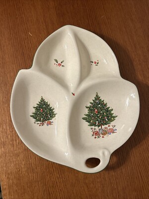 12” Christmas Tree Tray Studio Nova Plate Leaf Shaped Plate In Box-image