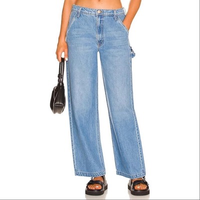 Mother 25 Snacks Fun Dip High-Rise Utility Puddle Jeans Blue Wide Leg Medium-image