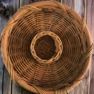 Big Vintage Wicker Basket Sturdy Storage or Serving 16