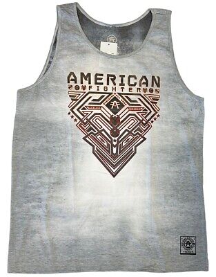 American Fighter Men's Tank Top Grey White Dip Dye Foster Tee T-Shirt-image