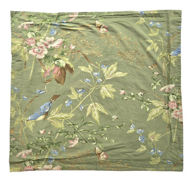 POTTERY BARN SYLVIE Euro Sham Bird Floral Butterfly Sage Green RARE DISCONTINUED-image
