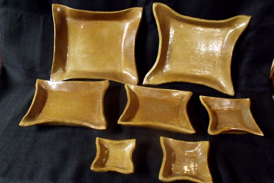 UNIQUE SET OF SEVEN SIGNED H & L STUDIO POTTERY SQUARE NESTING BOWLS-image