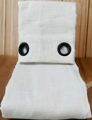 Pottery Barn 50 X 84 BLACKOUT Curtain Emery Linen WHITE Antique Bronze Grommet-image