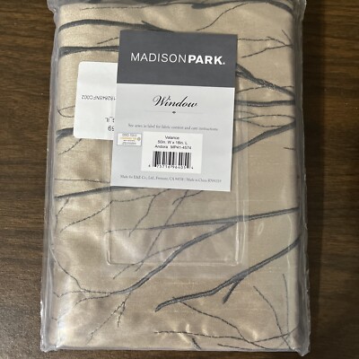 Madison Park Andora Embroidered Brown Faux Silk Valance Window, 50