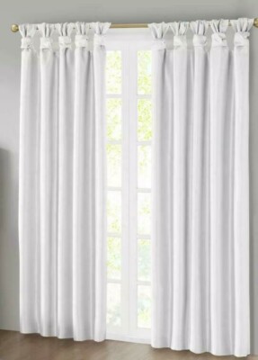 Madison Park 50''x 84'' Polyester Solid Faux Silk Twisted Tab Blackout Panel -image