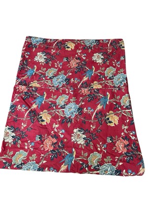 Pottery Barn Brighton Floral Birds Red Linen Cotton King Duvet Cover-image