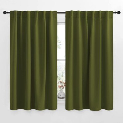NICETOWN Bedroom Curtains Blackout Draperies Panels - (Olive Green) 52 inches-image