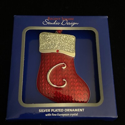 REGENT SQUARE STUDIO DESIGN C INITIAL ENAMEL PATTERN CHRISTMAS HOLIDAY ORNAMENT-image