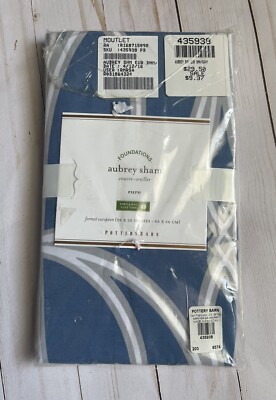 NEW Pottery Barn Aubrey Sham Euro 26x26” Blue Gray Organic Cotton-image