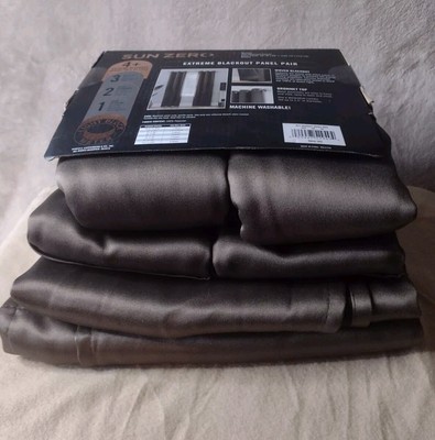 Lot of 2 Pks (4) Sun Zero Extreme Blackout Curtain Panels 2 Pk Brown 40