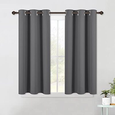 NICETOWN Grey Kitchen Blackout Short Curtain Panels for Bedroom, Thermal -image