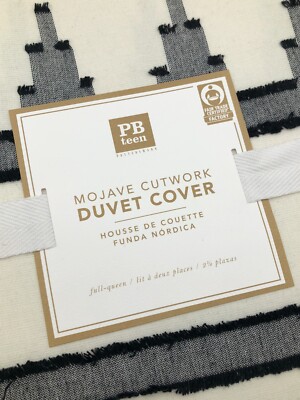 Pottery Barn Teen Mojave Cutwork Cotton Duvet Cover  Full/Queen Cream Charcoal-image
