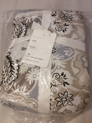 Pottery Barn One (1) Celeste King Quilted Sham NWT Organic Neutrals-image