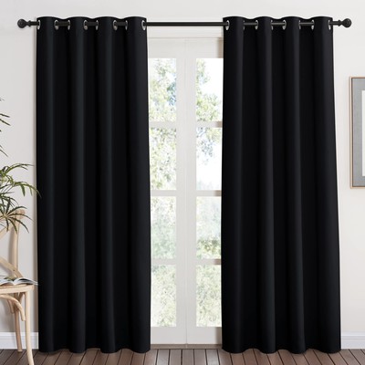 NICETOWN Black Blackout Curtain 84 inch Length - Thermal Insulated Modern Window-image