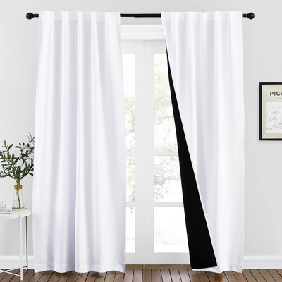 100% Blackout Window Curtains, Cold and Full Light Blocking Drapes with Black...-image