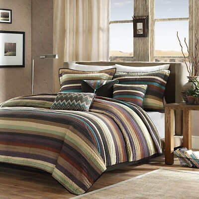 King Size Bedding 6Pc Quilt Set Southwestern Cabin Farmhouse Rustic Bedspread-image
