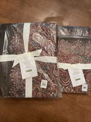 Pottery Barn Norwood Reversible Full/Queen Duvet W/2 Euro Shams -image