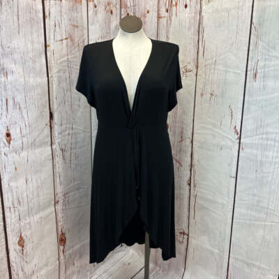 NWT ELOQUII STUDIO BLACK WRAP FRONT DRESS SIZE 14/16 TCC-image