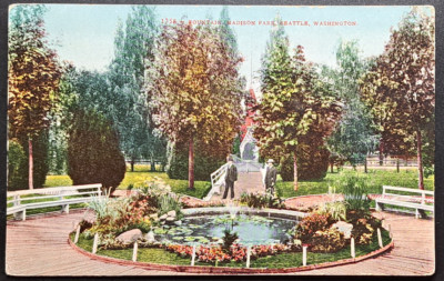 Vintage - 1909 Fountain Madison Park in Seattle, Washington - Postcard-image
