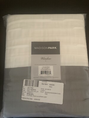 Madison park gray & white window panel, 50in W by 84in L-image