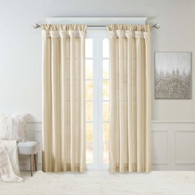 Emilia Faux Silk Single Curtain with Privacy Lining, DIY Twist Tab Top, Room ...-image