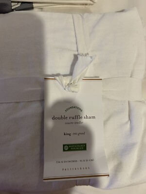 Pottery Barn Double Ruffle Sham White 2-image