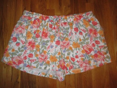 NWT Women's DIP Eco Friendly Orange Yellow Floral Soft Terry Sleep Shorts 2X $22-image