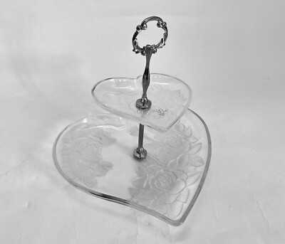 Two Tier Heart Shape Winter Rose Sweets Tray Studio Nova Buffet-image